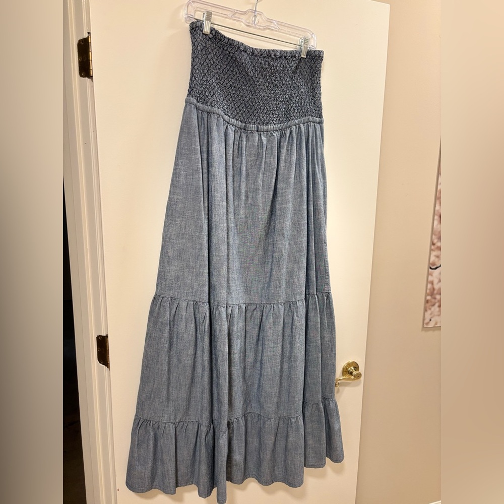 Daughters of the Liberation denim strapless dress
